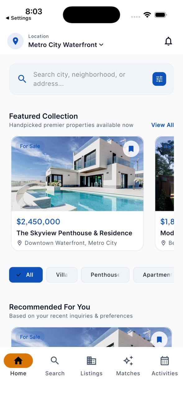 Real estate app preview
