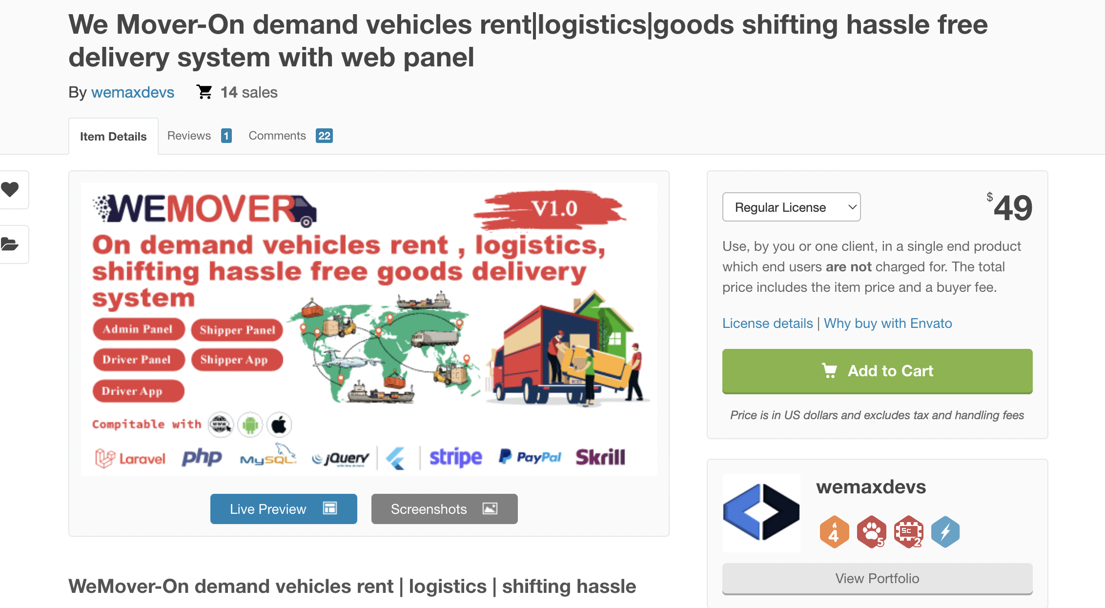 WeMover logistics app preview